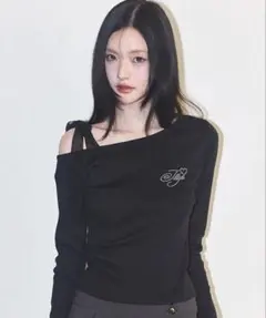 ILLIGO シアーワンショルダー ロングスリーブ ブラック