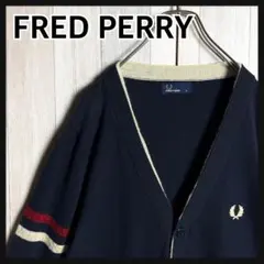 3517【希少モヘヤ混・美品】フレッドペリー 刺繍ロゴ Vネック カーディガン