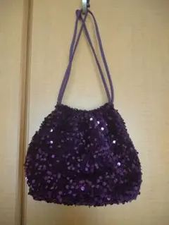 紫色 スパンコール パーティーバッグ