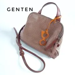 ✨genten ヤク 2way 本革 チャーム パンチング ショルダーバッグ