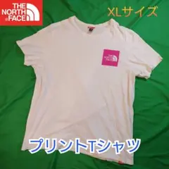 【古着良品】The North Face プリントTシャツ ピンクスクエアロゴ