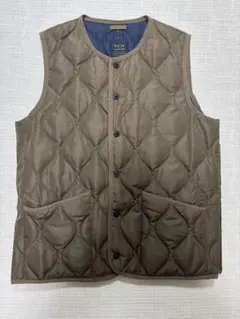 TAION U NECK BUTTON VEST 【ブラウン L】タイオンベスト