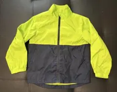 蛍光グリーン　ジップアップナイロンパーカー　120cm