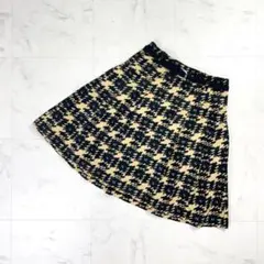 美品 M'S GRACY 千鳥柄プリントフレアスカート 膝丈 黒36*LD961のサムネイル