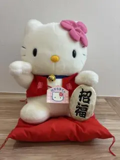 40㎝以上 キティ 招き猫 ぬいぐるみ Lサイズ タグ付き 開運招福 恋愛