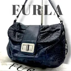 【美品】フルラ FURLA クロコ型押し ワンショルダーバッグ y2k