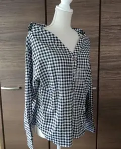 新品未使用☆レトロガール ギンガムチェックトップス 黒
