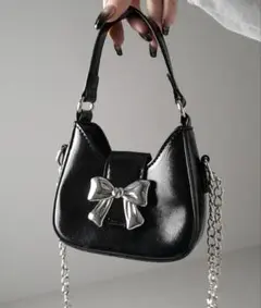 【最終値下げ】me+em selectバックルリボンミニショルダーチェーンバッグ