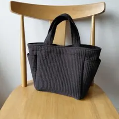 ヌビバッグ　ブラック　両サイドポケット　ドリンクホルダー　ハンドメイド