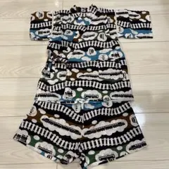 電車柄 甚平 上下セット 110サイズ 子供　※GW中は発送不可