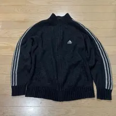 b1017【adidas】ドライバーズニット　パフォーマンスロゴ　00s　刺繍