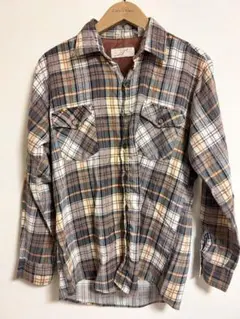 ヴィンテージ チェックシャツ ネルシャツ 長袖 VALUE LINE ブラウン系