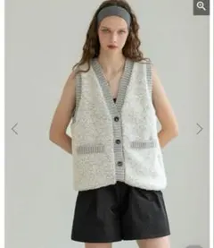 DONOBAN プードルニットベスト　ホワイト/グレー 新品未使用タグ付き