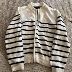 TOMMY HILFIGER 6T カーディガン ホワイト　ネイビー　ボーダー