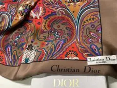 【新品未使用】ChristianDior ペイズリー柄 スカーフ　シルク100%