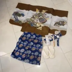 着物 袴 男の子 ネイビー 犬服 和装 晴れ着 お正月 年賀状 七五三