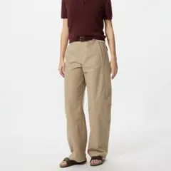 UNIQLO ジャージーバレルレッグパンツ 丈長め XS ベージュ