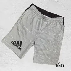 adidasアディダス ハーフパンツ 160ボーダー ストライプ スポーツ 白黒