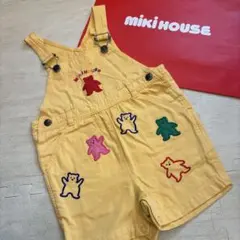 MikiHouse ミキハウス　レトロ　クマ刺繍 オーバーオール　80 黄色