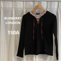 バーバリー キッズ150A 重ね着風長袖カットソー　黒　三陽商会　日本製