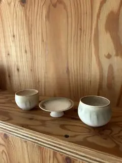 中園晋作さん ボウル ゆのみ 三葉形 3点セット palette pottery - メルカリ