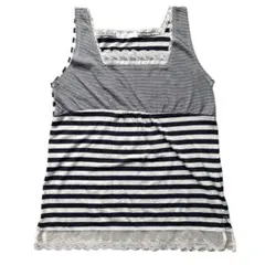 grove ボーダー タンクトップ レース インナー 重ね着 Lサイズ