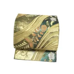 袋帯 美しい辻が花 蝶 金銀糸 碧色 振袖 KO-1223