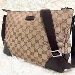 美品✨GUCCI GGキャンバス クロスボディ レザー シルバー金具