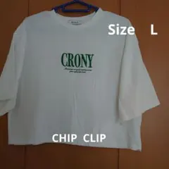 CHIP CLIP 刺繍入りクロップドTシャツ L ホワイト