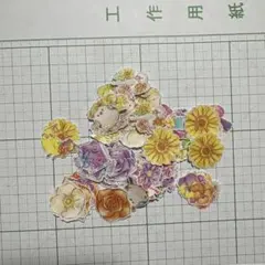 マスキングテープ調 フレークシール 花と鳥