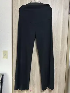 マタニティ　リブ　ワイドレッグパンツ