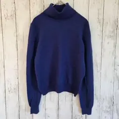 ロートレアモン　タートルネックニット　セーター　ウール100%　38　ブルー