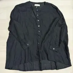 美品 SACRA ゼファーリネンシャツ 25年 麻100 ブラック 黒 ゆったり 美品 SACRA ゼファーリネンシャツ 25年 麻100 ブラック 黒 ゆったり