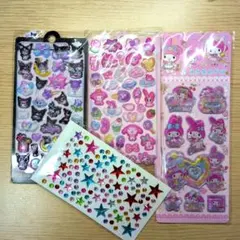 ぷっくりシール 4シートセット 3D ラインストーン サンリオ ウォーターシール