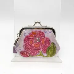 コーチ　コインケース　小銭入れ　財布　がま口　シグネチャー　花　パープル