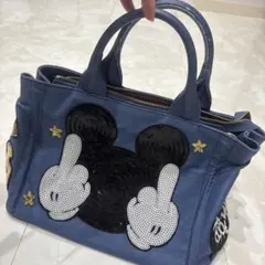 美品 ディズニー ベルモサ Belmosa ミッキー デニム ショルダー バッグ 
