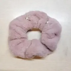 ピンク ファー ヘアゴム パール付き