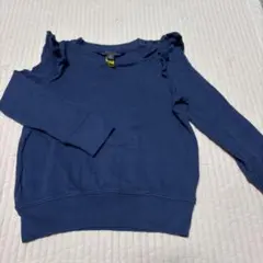 【美品】POLO ネイビー フリル付き長袖カットソー　サイズ100センチ