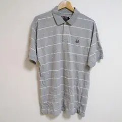 CHAPS ポロシャツ【 L】ストライプ メンズ 半袖 グレー ホワイト