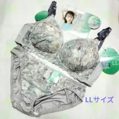 花柄刺繍 ノンワイヤーブラジャーショーツセット LLサイズ