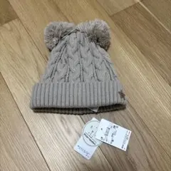 petit main ニット帽 くま耳付き 50cm 新品タグ付き ベージュ