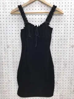 グランジコケット ニンフ レトロ古着 ギャザーフリル リボン ベロアキャミワンピ