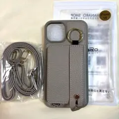 iPhone 14用 レザー風ケース ストラップ（未使用）付き
