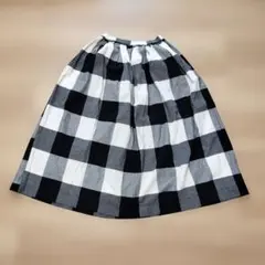 ギンガムチェック フレアロングスカート M ポケット付き