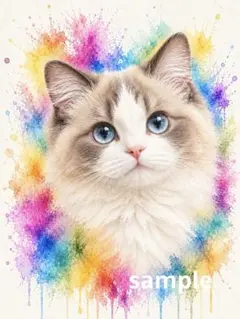 【2Lサイズ】マンチカン水彩画風 ポストカード