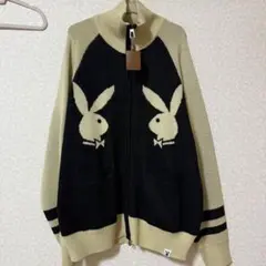 PLAYBOY×SEQUENZ ニット カウチン ジップオーバーサイズ
