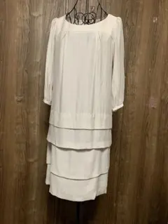 INDIVI レイヤード　長袖ワンピース ベージュ　ワールド