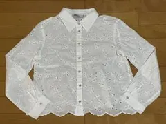 ZARA 刺繍入りホワイトシャツ・長袖