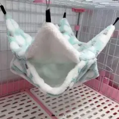 ​小動物用ハンモック モモンガ デグー ハムスター 2層式 ふわふわ 防寒