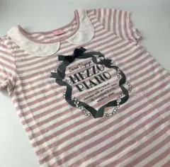 女の子　半袖　トップス　Tシャツ　リボン　ラインストーン　メゾピアノ　140